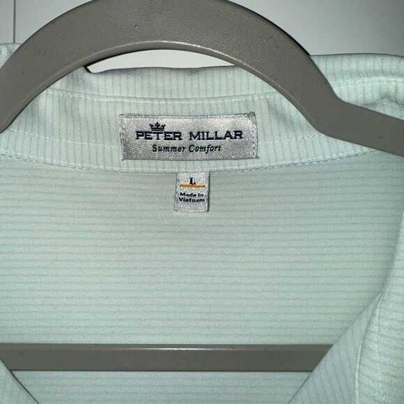 PETER MILLAR LIGHTWEIGHT MENS GOLF TEE STRIPED SUMMER COMFORT STYLE COLLARED - Picture 2 of 5
